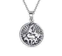 Bling Jewelry Horoscope Du Signe Astrologique De La Vierge Pendentif En Forme De Médaillon Rond Pour Hommes Et Femmes Collier En Argent Sterling Vieilli