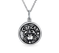 Bling Jewelry Horoscope Du Signe Astrologique Du Cancer Pendentif Médaillon Rond Pour Femmes Collier En Argent Sterling Antique