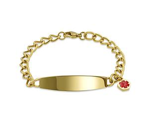 Bling Jewelry Identification Médicale Alerte Médicale Bracelet D'Identification Vierge Chaîne Émaillons Cubains Miami Pour Femmes Acier Inoxydable Tons Or 7.5 Pouces