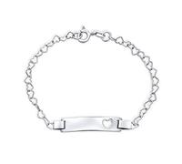 Bling Jewelry La Barre D'Identification En Forme De Cœur Gravé Bracelet D'Identification En Forme De Cœur Pour Femmes Pour Femmes .925 Argent Sterling Pour Petits Poignets Pouces Personnalisable