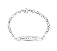 Bling Jewelry La Barre D'Identification Pour Les Femmes Avec Un Coeur Gravé En Argent 925 Pour Les Petits Poignets De Pouces Gravure Personnalisée