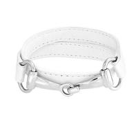 La Mode Blanche Bracelet En Cuir Véritable Avec Mors De Cheval Équestre Double Couche Pour Femmes Ados Argent Et Acier Inoxydable