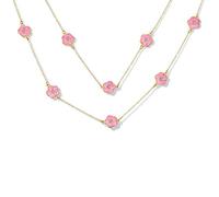 Bling Jewelry La Mode Noir Blanche Rose Aqua Orange Fleur Émail Longue Couche De Chaîne De Station Accentuée De Cristal Plaqué Or 14K Collier Pour Femmes 36 Pouces