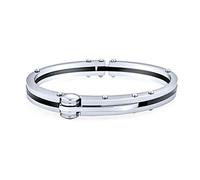 Bling Jewelry Les Motards Partenaire Dans Le Crime Bracelet Jonc Pour Hommes Pour Femmes Incrustation Noire Ton Argent Acier Inoxydable
