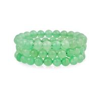 Bling Jewelry Lot De Bracelets Extensibles En Pierres Semi-Précieuses Aventurine Verte En Perles Rondes 8Mm Pour Femmes Hommes Ados