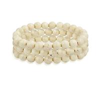 Bling Jewelry Lot De Bracelets Extensibles En Pierres Semi-Précieuses Beige River Stone Jasper Round Ball Bead 8Mm Pour Femmes Hommes Ados Unisexe