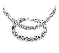 Bling Jewelry Mécanique Byzantin Gothique Punk Rocker Bijoux Urbain Biker Chaîne Lourde Hommes Adolescents Collier Bracelet Ensemble Acier Inoxydable 20 Pouces 8 Pouces