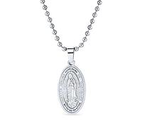 Bling Jewelry Médaille Religieuse Ovale En Acier Inoxydable De La Vierge Marie De Notre-Dame De Guadalupe Pour Femmes Et Hommes