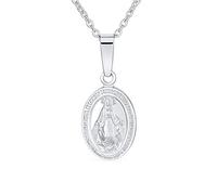 Bling Jewelry Médaillon ovale traditionnel chrétien Notre-Dame de Guadalupe de protection catholique religieux petit collier pendentif Vierge Marie pour femmes adolescentes en argent sterling .925