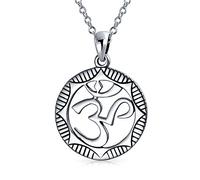Bling Jewelry Médaillon Sanskrit Rond Pour Yoga Aum Om Ohm Collier Pour Femmes Ados Argent Sterling Oxydé