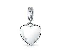 Bling Jewelry Monogramme Initial Personnalisé Gravable Cristal Clair En Forme De Coeur Pendentif En Argent Sterling .925 Pour Femmes Ados Bracelet Européen Personnalisable