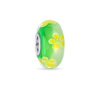 Bling Jewelry Murano Verre .925 Argent Sterling Noyau Floral Jaune Vert Fleur D'Hibiscus Espaceur Perle S'Adapte Au Bracelet Européen Pour Femmes Adolescente