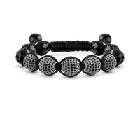 Bling Jewelry Noire Boule De Cristal Hematite Bracelet Pour Femmes Pour Hommes Cordon Noir Ajustable