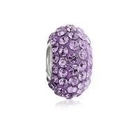 Bling Jewelry Noyau De Perle Intercalaire En Cristal Lavande Violet Solide .925 En Argent Sterling S'Adapte Au Bracelet À Breloques Européen Pour Femmes Pour Adolescentes