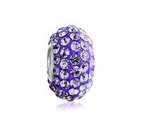 Bling Jewelry Noyau De Perle Intercalaire En Cristal Lilas Violet Solide .925 En Argent Sterling S'Adapte Au Bracelet À Breloques Européen Pour Femmes Pour Adolescentes