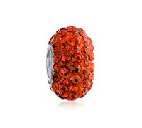 Bling Jewelry Noyau De Perle Intercalaire Orange Vif Solide En Argent Sterling .925 S'Adapte Au Bracelet À Breloques Européen Pour Femmes Pour Adolescentes
