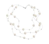 Bling Jewelry Nuances De Blanc Multi Strand Ligne De Pêche D’Eau Douce Culture Perle Illusion Collier Pour Femmes Mariage Demoiselle D’Honneur Formelle Partie