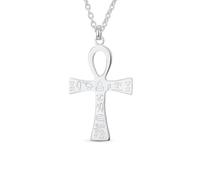 Bling Jewelry Pendentif Croix Égyptienne Ankh Religieuse En Argent Sterling Poli .925 De Grande Taille Unisexe Avec Hiéroglyphes Égyptiens Clés De La Vie Pour Femmes Et Hommes