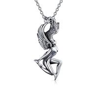 Bling Jewelry Pendentif De Signe Du Zodiaque De La Vierge En Argent Sterling .925 Vieilli Avec Ailes D'Ange De Déesse Grecque Pour Collier De Femme