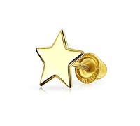 Percée En Lobe D'Oreille Cartilage Hélix Céleste De Rock Star Patriotique Américain En Or Jaune Réel 14K Minimaliste Avec Un Petit Clou En Forme D'Étoile Solide Pour Femme Adolescente