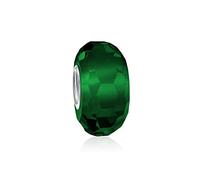 Bling Jewelry Perle D'Espacement En Verre De Murano Facettes Vert Translucide Massif En Argent Sterling 925 Pour Bracelet Européen Breloques Pour Femmes Ados