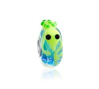 Bling Jewelry Perle Intercalaire En Verre De Murano En Forme De Lézard Gecko Vert Citron Avec Noyau En Argent Sterling .925 Compatible Avec Les Bracelets À Breloques Européens Pour Femmes