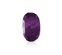 Bling Jewelry Perle Intercalaire En Verre De Murano Facetté Violet Translucide Solide Avec Noyau En Argent Sterling .925, Compatible Avec Bracelet À Breloques Européen Pour Femmes Et Adolescentes