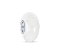 Bling Jewelry Perle Intercalaire Simple En Verre De Murano Blanc Uni Pour Femme Pour Adolescente, Compatible Avec Bracelet Européen En Argent Sterling .925