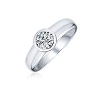 Bling Jewelry Personnaliser Bague De Fiançailles En Argent 925 Pour Femme Avec Solitaire Rond En Zirconium Cubique AAA CZ Simple Et Minimaliste