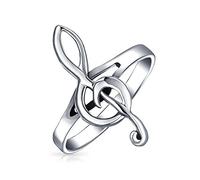 Bling Jewelry Personnaliser Musicien, Étudiant, Professeur Barre Mesure e Sol Note Bande De Musique Bague Pour Adolescent Pour Femme Oxydé .925 Argent Sterling Personnalisable