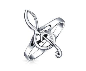 Bling Jewelry Personnaliser Musicien, Étudiant, Professeur Barre Mesure e Sol Note Bande De Musique Bague Pour Adolescent Pour Femme Oxydé .925 Argent Sterling Personnalisable