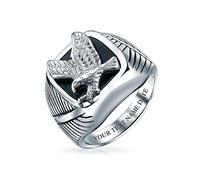 Bling Jewelry Personnalisez La Bague De Sceau Patriotique Américaine Pour Homme De Grande Taille Avec Un Motif D'Aigle Chauve Américain En Acier Inoxydable Argenté Gravée Sur Mesure
