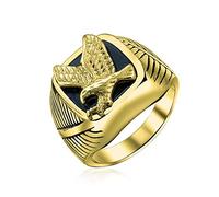 Bling Jewelry Personnalisez La Bague De Signet Patriotique Américaine Usa Avec Un Aigle Chauve En Acier Inoxydable Plaqué Or Ton Argent Pour Hommes De Grande Taille