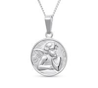 Bling Jewelry Personnalisez le médaillon rond religieux Ange Gardien Chérubin de la Chapelle Sixtine Collier Pendentif pour Femmes pour Adolescente en Argent Sterling .925 Gravure IT