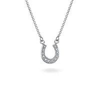 Bling Jewelry Petit pendentif collier fer à cheval porte-bonheur équestre en zircon cubique CZ pour femmes et adolescentes, cadeau de remise des diplômes, bijou western en argent sterling .925