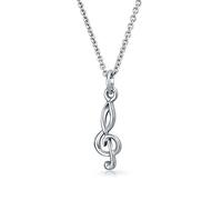Bling Jewelry Professeur De Musique Étudiant Musicien Clé De Sol Pendentif En Forme De Note De Musique Pour Femmes Adolescentes .925 Argent Sterling