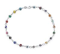 Protection Amulette Turque Breloque Multicolore Bracelet De Cheville Pour Femmes .925 Argent Sterling 9 Pouces