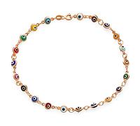Bling Jewelry Protection Amulette Turque Breloque Multicolore Bracelet De Cheville Pour Femmes Plaqué Or Rose .925 Argent Sterling 10 Pouces