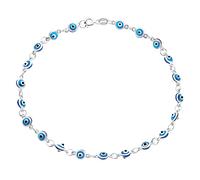 Bling Jewelry Protection Amulette Turque Charme Aqua Bracelet De Cheville Pour Femmes .925 Argent Sterling 10 Pouces