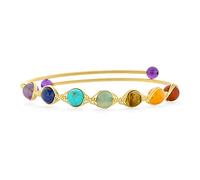 Bling Jewelry Spirituel Multicolore Gemme De Guérison Yoga Wire Fr-Auction Title Beads Strand Chakra Bangle Bracelets Prière Méditation Relax Pour Femmes Ados Plaqué Or 18K