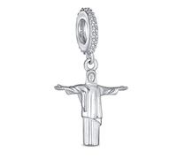 Bling Jewelry Tourisme Brésil Vacances Christ Rédempteur Point De Repère Brésilien Jésus Christ Breloque Pendentif Pour Femmes Adolescents En Argent Sterling .925 Compatible Avec Bracelet Européen