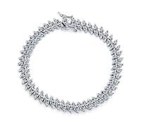 Bling Jewelry Traditionnel Bridal Vintage Style Cubic Zirconia Marquise Forme Aaa Cz 25 Ctw Alternating Clear Tennis Bracelet For Women Wedding Argent Plated Inch