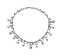 Bling Jewelry Vintage Estate Art Deco Style Design Bijoux De Mariée Multi Teardrop AAA CZ Déclaration Spray Bib Collier Pour Femmes Argent Plaqué