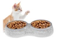 Bling Pet Bowl Bols pour petits chiens, bols pour chats avec strass artificiels | Bols portables pour chiens, bols de nourriture et d'eau pour animaux de compagnie, bols en acier inoxydable