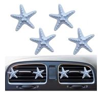 Bling Sea Shells Clips pour grille d'aération - Étoile de mer et coquillages - Diffuseur de désodorisant de voiture - Décoration d'intérieur de voiture sur le thème de la plage (4 étoiles de mer