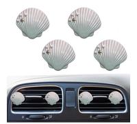Bling Sea Shells Lot de 4 désodorisants pour grille d'aération de voiture Motif étoiles de mer et coquillages Bleu