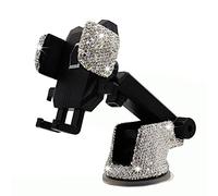 Bling Support de téléphone de voiture avec strass brillants pour femmes et filles, accessoire de voiture pour pare-brise de tableau de bord, compatible avec la plupart des téléphones portables (blanc)