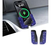 Bling Support de téléphone de voiture pour tableau de bord, dossier et écrans verticaux horizontaux peuvent tous être utilisés avec des cristaux brillants universels pour femmes et filles (bleu)