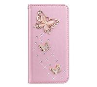 Bling Wallet Case pour MOTO G Play 5G 2026, Coque Housse Etui Or Rose Motif soft Silicone Flip Bookstyle Support rotatif 360° Back Cover avec Diamant 3D Strass Papillons pour MOTO G Play 5G 2026