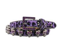 Blingbling Crâne Strass Ceinture cloutée Boucle Cristal Rivets Costumes Strass Heavy Duty pour Jeans Pantalons Léopards Imprimé Ceintures pour Femmes Hommes Enfants Vintage, violet, L